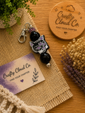 Mystical Moon Cat Beaded Keychain