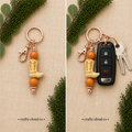 Western Cowgirl Boot Beaded Keychain – Rustic Neutral Keychain