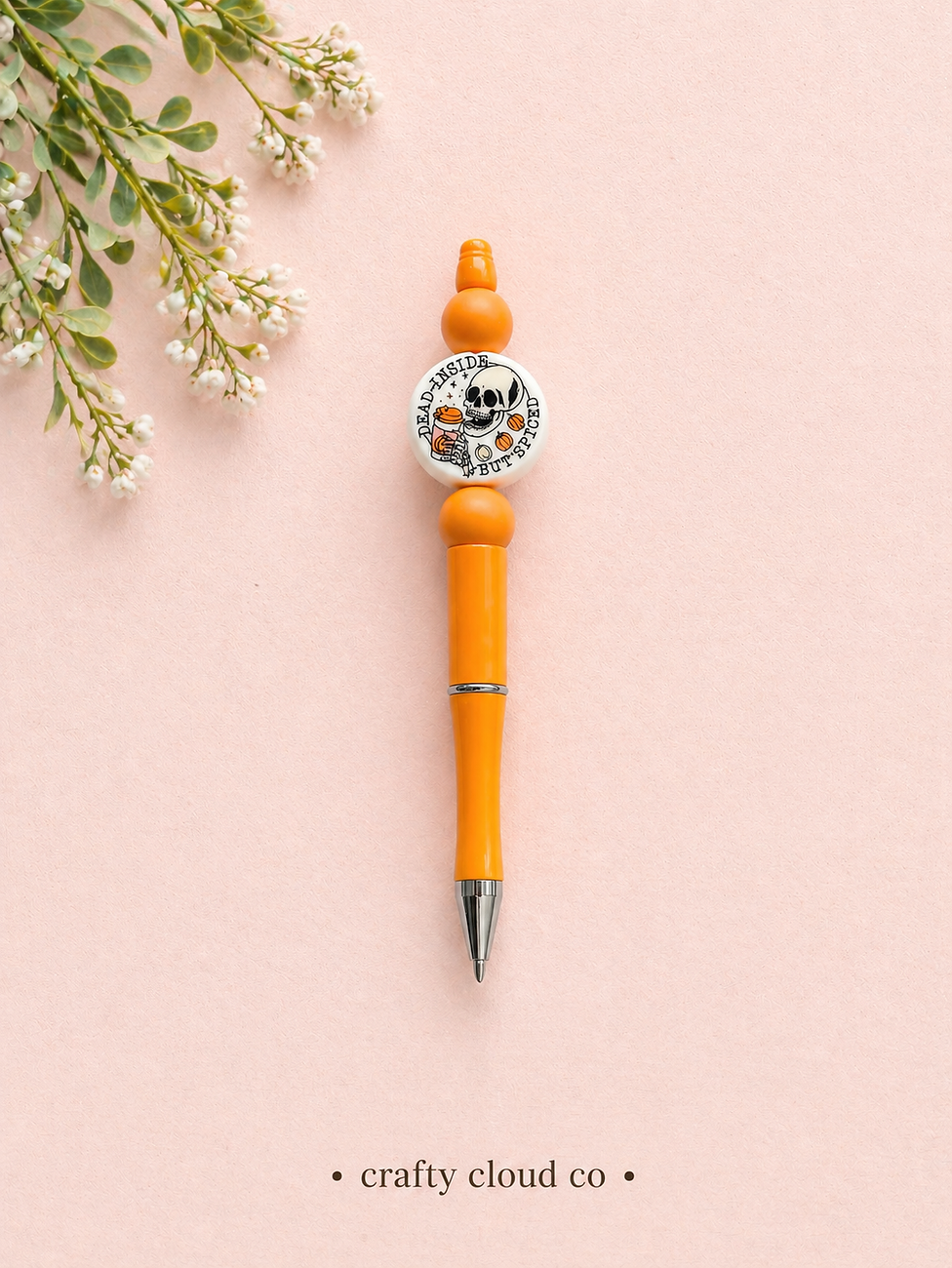 “Dead Inside But Spiced” Beaded Pen