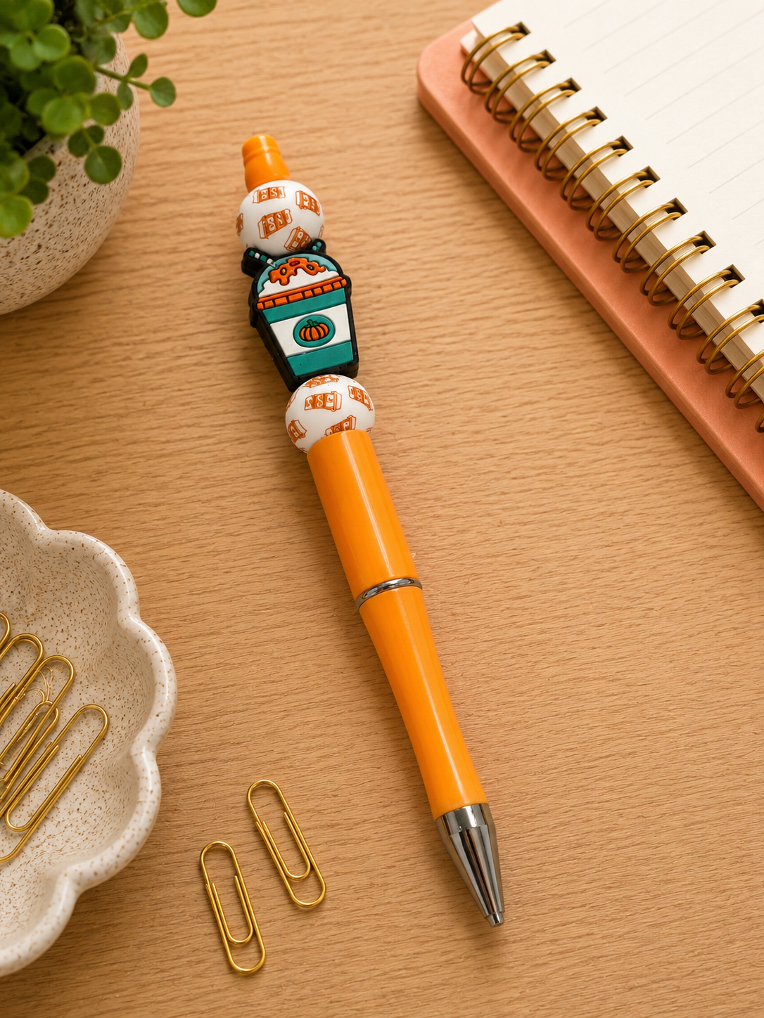 Pumpkin Spice Cup Beaded Pen