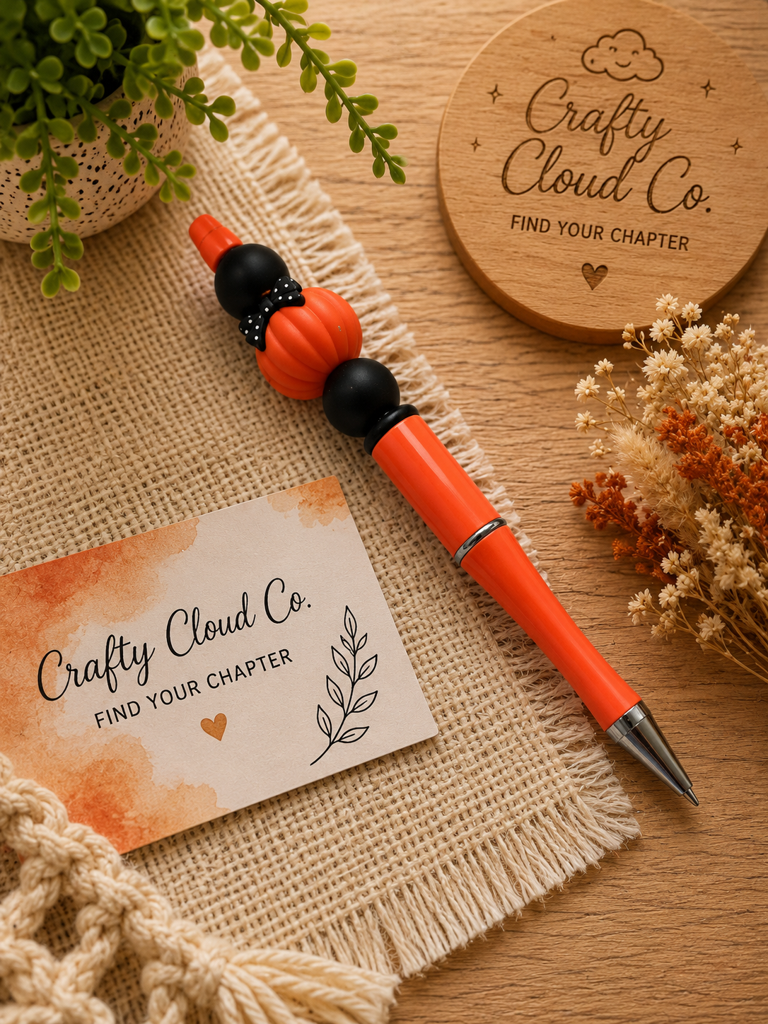 Pumpkin Bow Beaded Pen