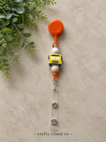 School Bus Beaded Badge Reel-Orange