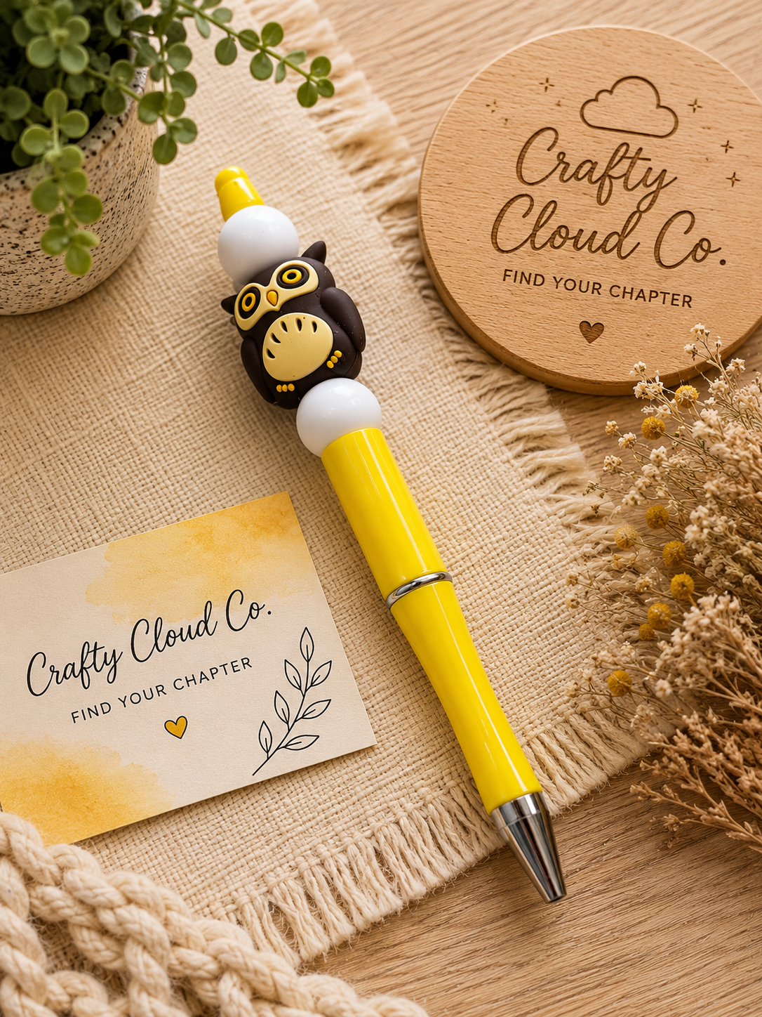 Whimsical Owl Beaded Pen
