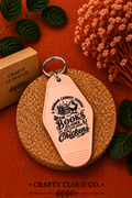 Books & Chickens Motel Keychain (Pink)