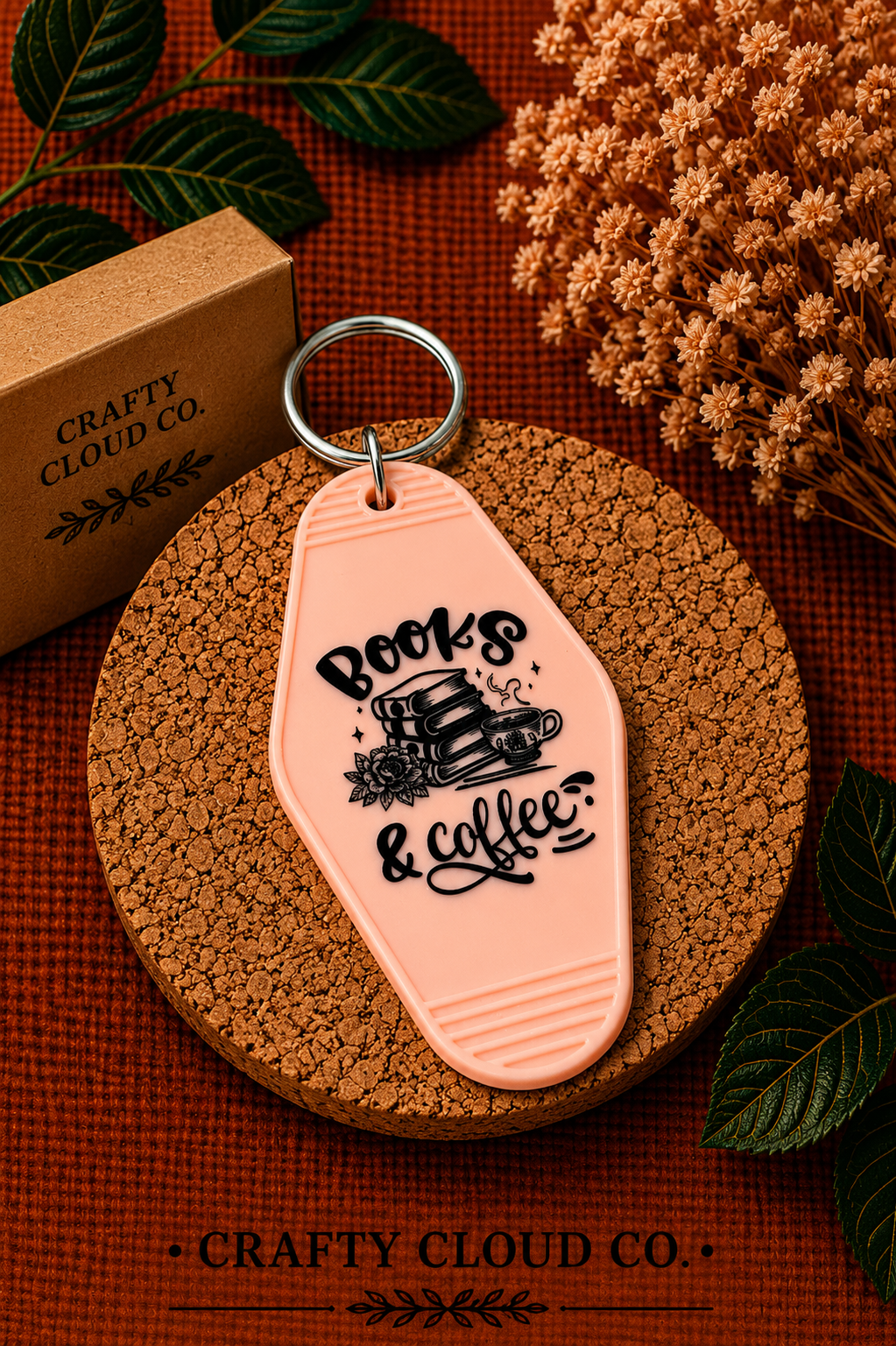 Books & Coffee Motel Keychain
