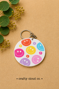 Pastel Smiley Face Acrylic Keychain