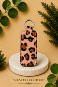 Peach Leopard Chapstick Holder