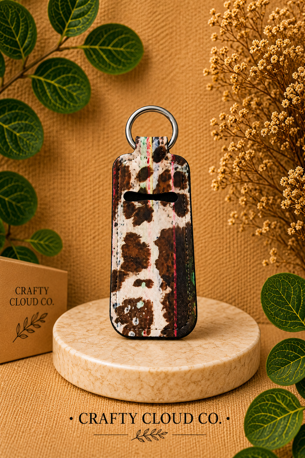 Pink Cowhide Serape Chapstick Holder