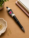 Cow Print Coffee Love Beaded Pen