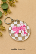 Pink Bow Checkered Acrylic Keychain