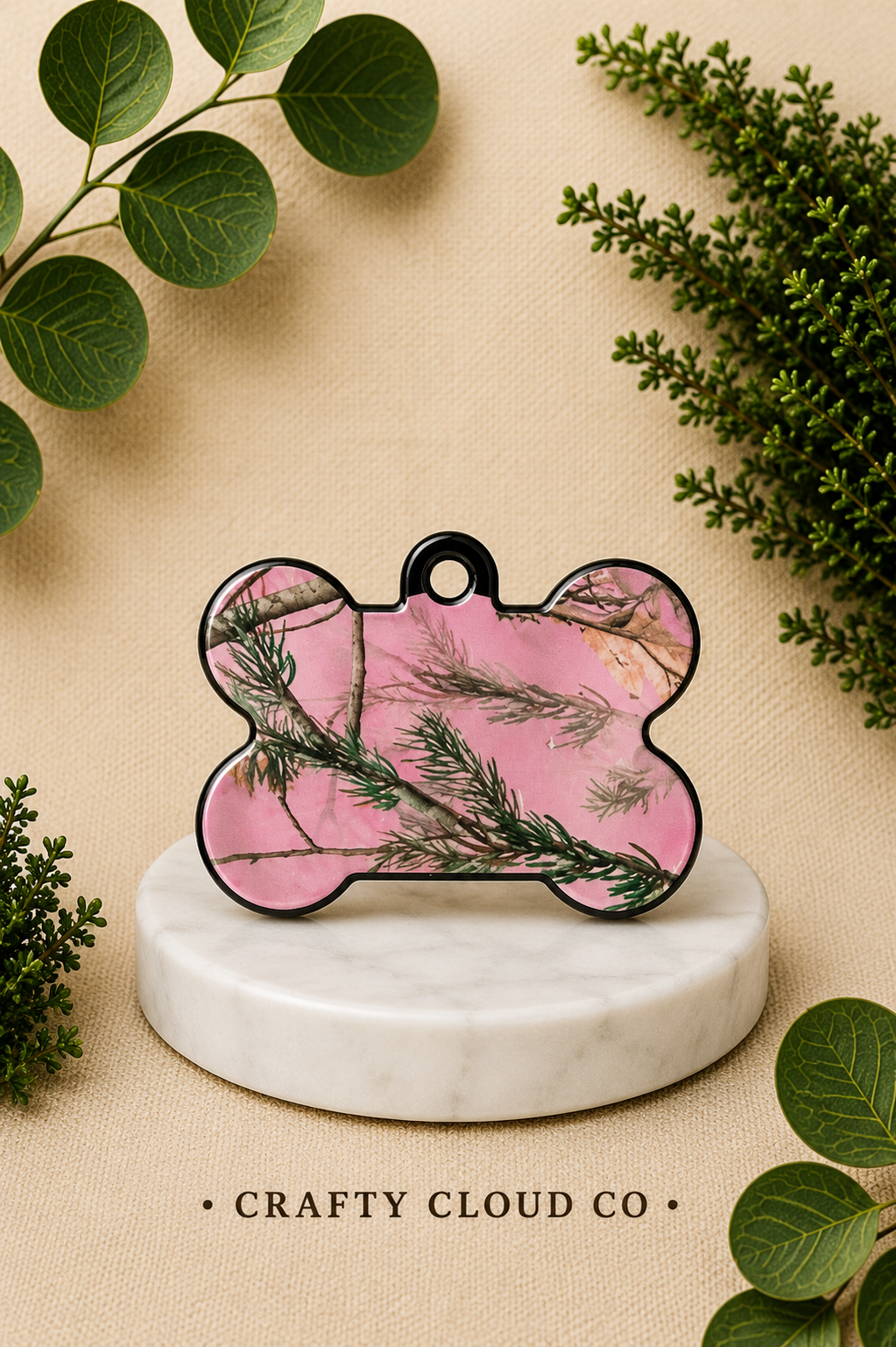 Pink Camo Dog Tag
