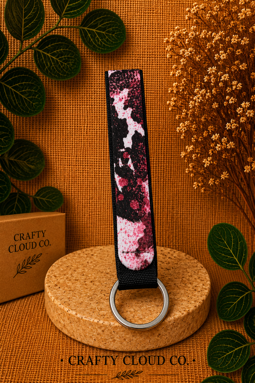 Pink Cowprint Wristlet