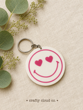 Heart Eyes Smiley Face Keychain