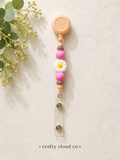 Pink Daisy Beaded Badge Reel
