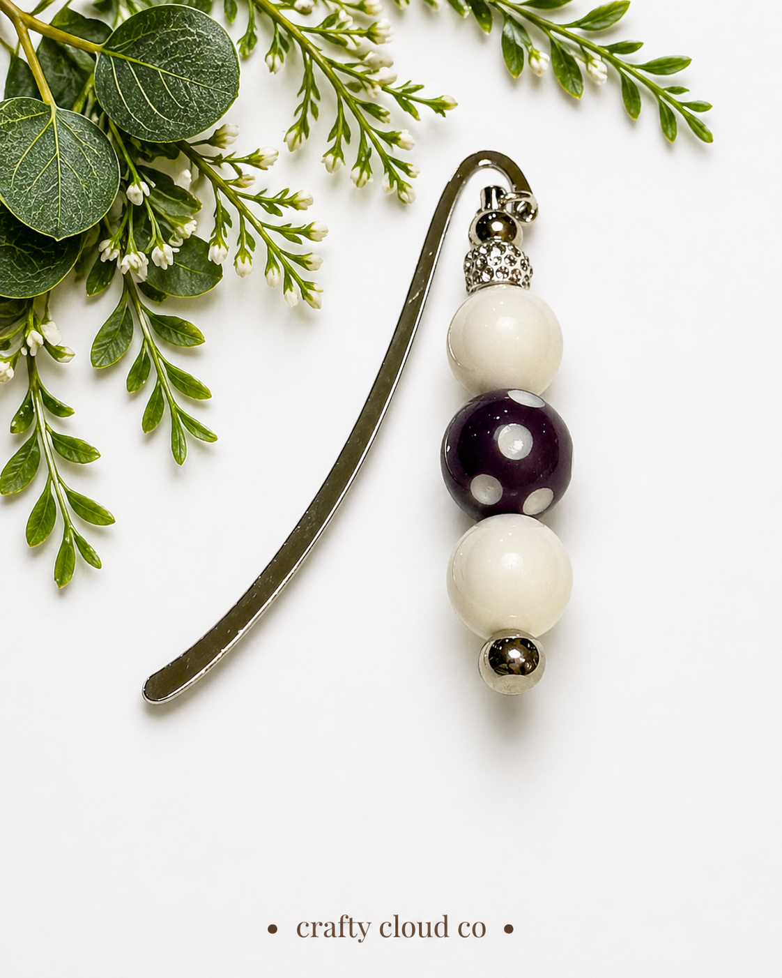 Purple Polka Dot Beaded Bookmark