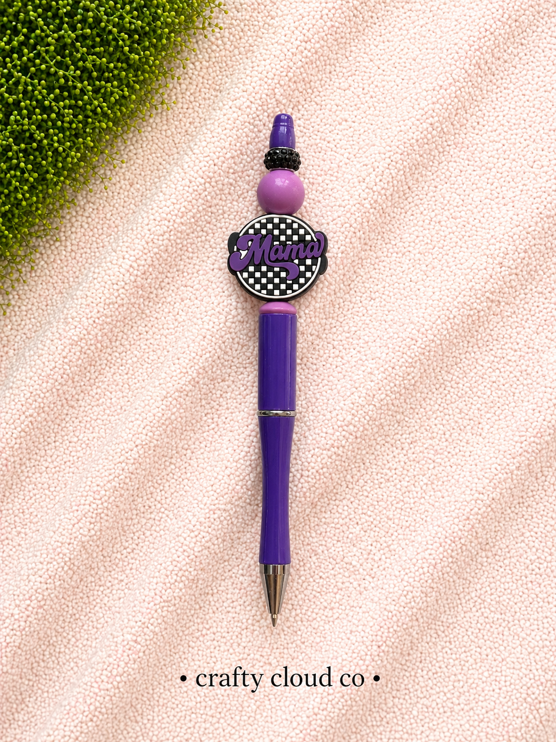 Mama Checkered Beaded Pen