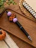 Purple & Orange Jack-O'-Lantern Beaded Pen