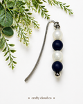 Classic Navy & Pearl Beaded Bookmark