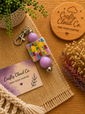 Teacher Era Bow Beaded Keychain