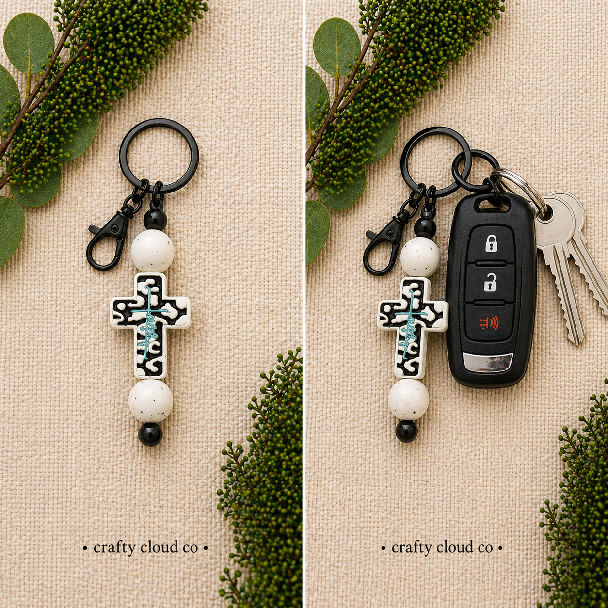 Faith Cross Beaded Keychain – Christian Inspirational Keychain