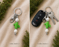 white and green cactus keychain
