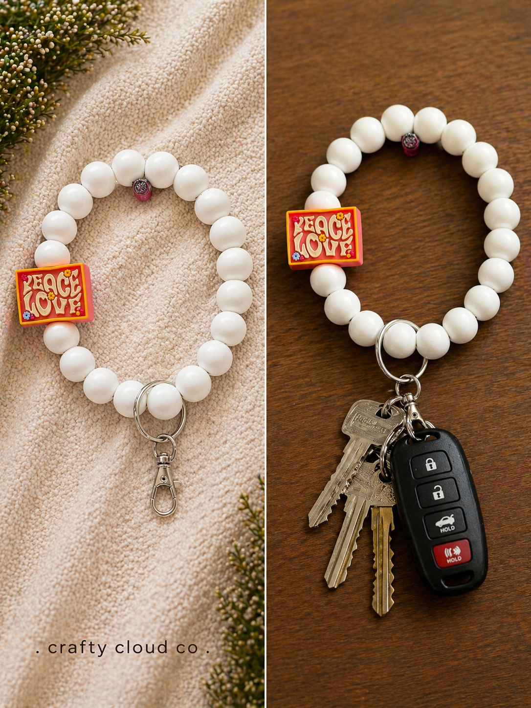 Peace & Love Beaded Wristlet