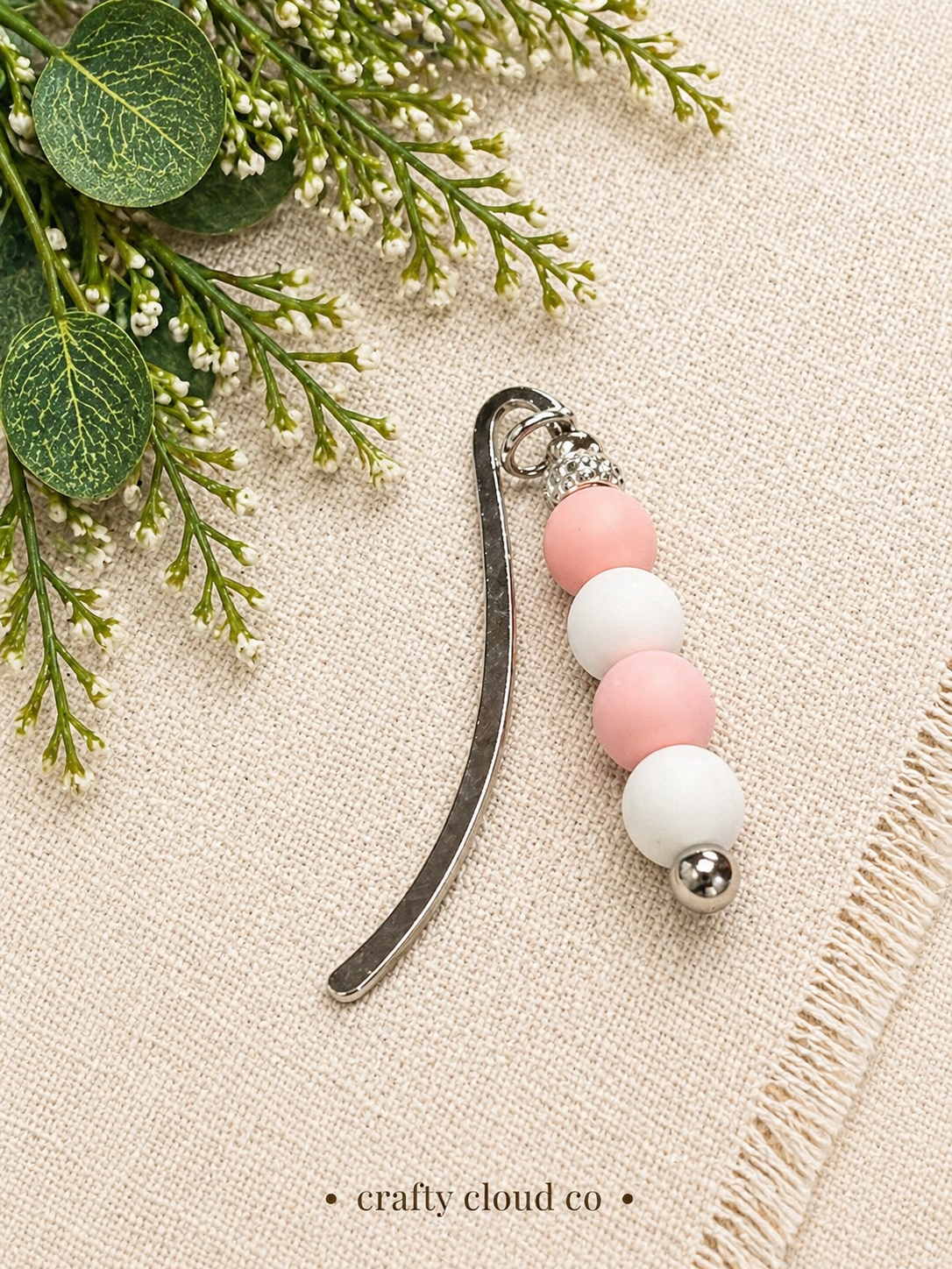 Soft Pink Beaded Bookmark