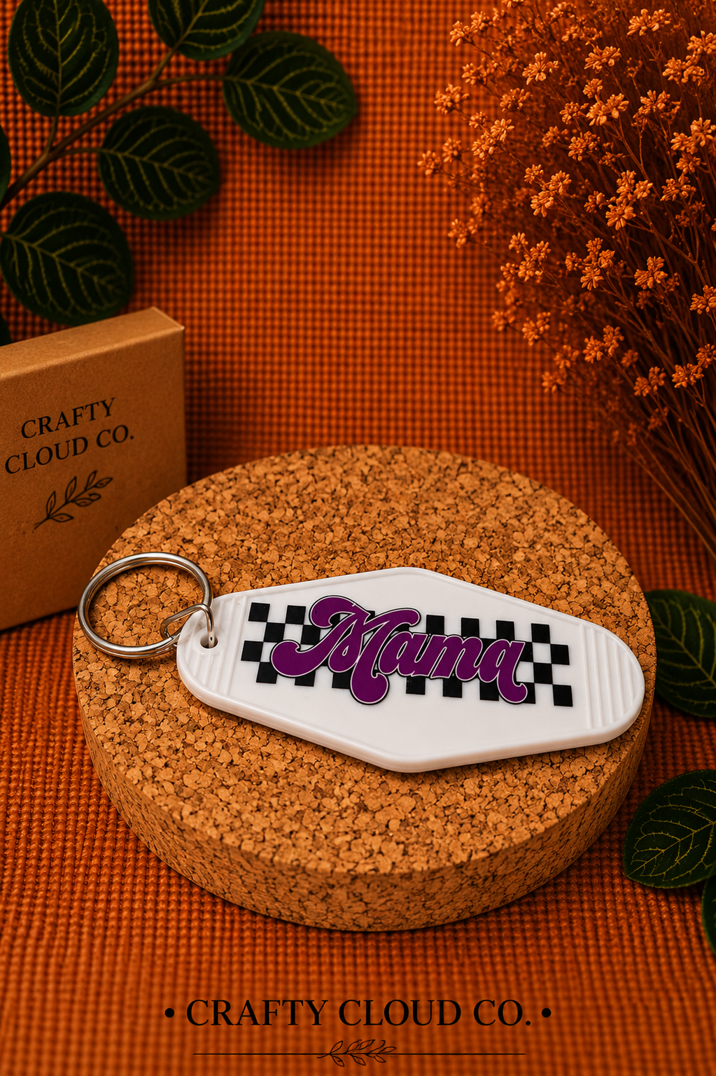 Mama Checkered Motel Keychain