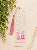 Pink Book Stack Hearts Acrylic Bookmark