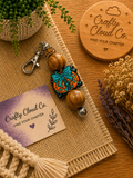 Wooden Pumpkin Beaded Keychain