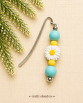 Daisy Bookmark- Teal and White